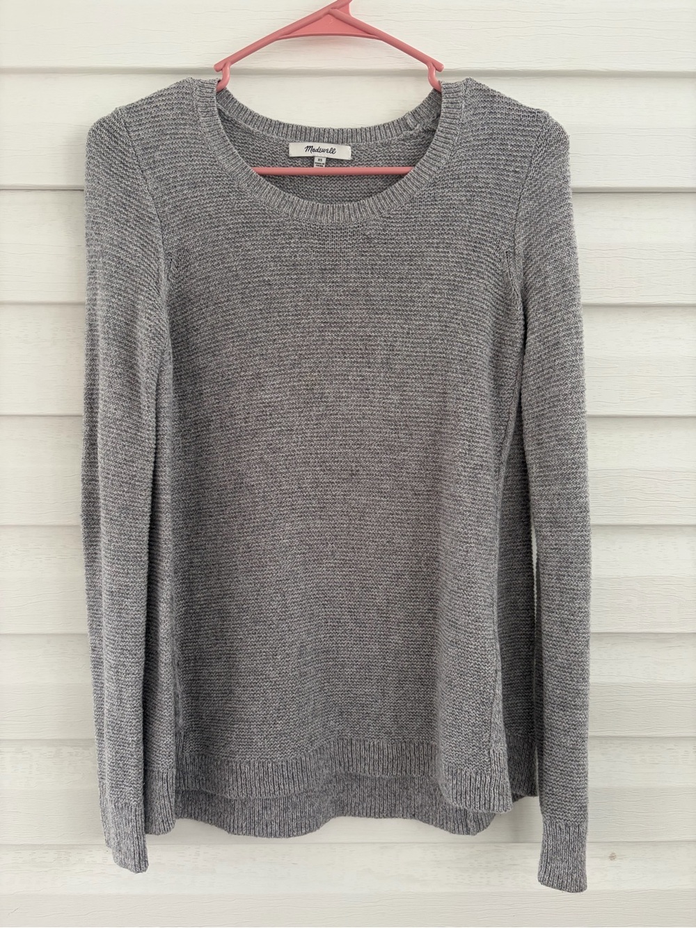 Madewell Gray Cotton Blend Knit Sweater XS Crewneck Lightweight Pullover